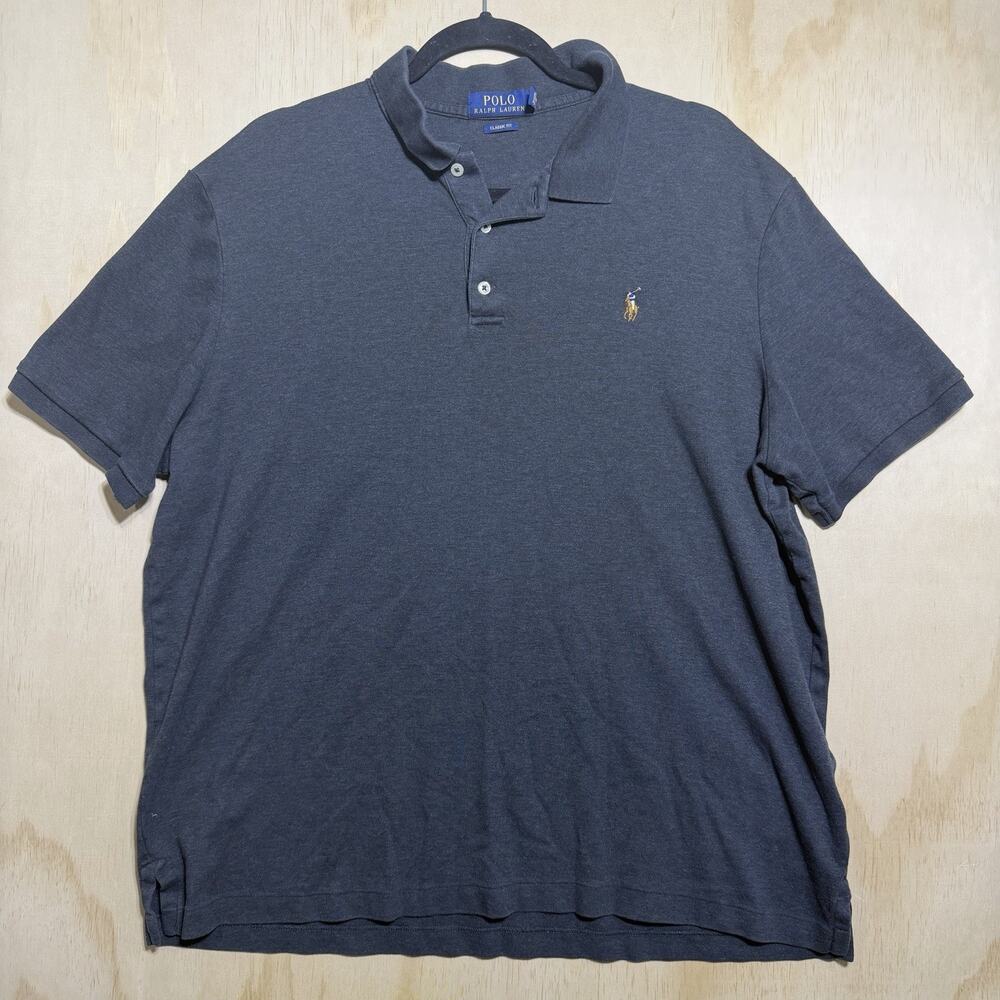 Polo Ralph Lauren Polo Shirt Mens XL Gray Classic Fit Pony Logo Cotton